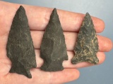 Lot of 3 Fine Chert Points, Longest is 2