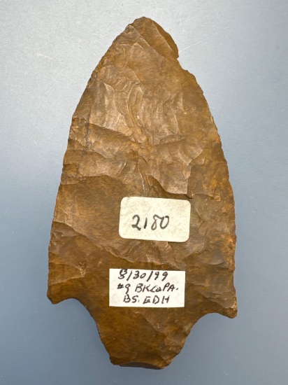 SUPERB 3 1/4" Jasper Lehigh Broadpoint, Found in Berks Co., PA, Ex: Bob Sharp, Walt Podpora