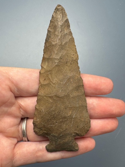 4" Chert Corner Notch Point, Found in Chatauqua Co., NY, Ex: Mickey Taylor, Podpora, Restoration to