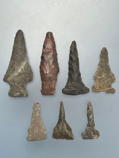 7 Fine Drills, Longets is 2 3/8", Found in the Delaware River Valley in PA and NJ, Ex: Podpora