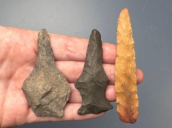 3 Larger Drills, Longest is 3 3/8", Found in the Delaware River Valley in PA and NJ, Ex: Podpora