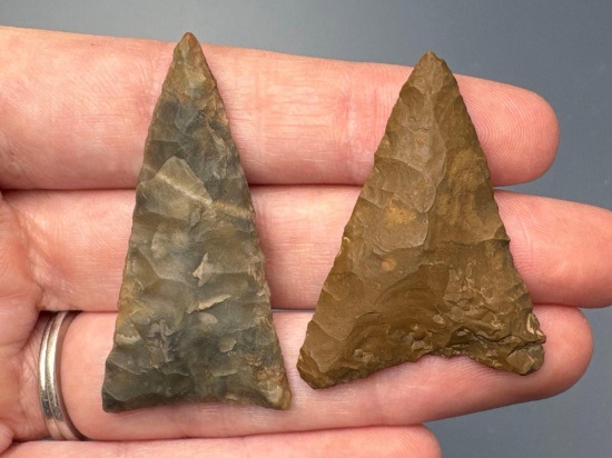 Chalcedony and Jasper Triangle Point, Longest is 1 7/8", Found in the Delaware River Valley in PA