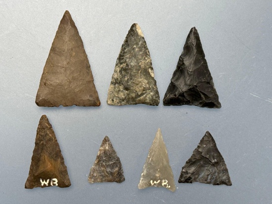 6 Triangle Points, Most found in Delaware River Valley, x2 Found in Washington Boro (Doc Bowser),