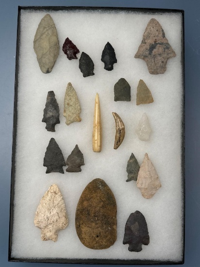 Lot of Various Arrowheads, Bone Artifacts, Mainly Found in PA However Out of State Noted as Well,