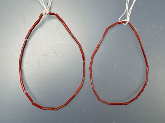 10" and 9" Strand of Red Straw Susquehannock Trade Beads, Found on 36La03 (Strickler Site)