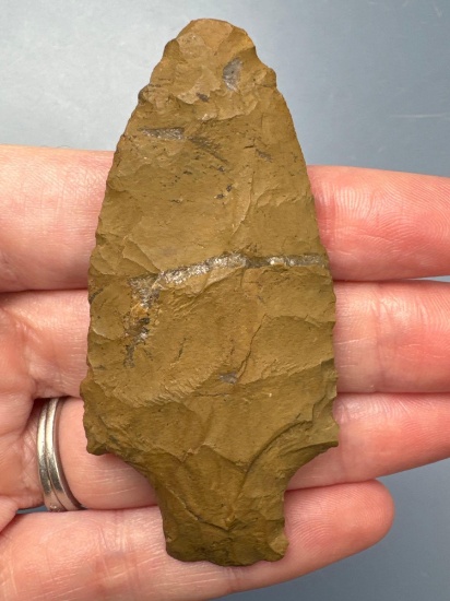 2 7/8" Stemmed Jasper Point, Found in the Oley Valley, Berks Co., PA, Ex: Ted Knieriem