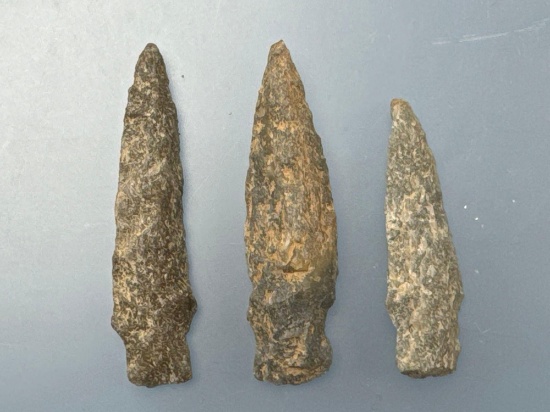 3 Stem Points, Longest is 2 7/8", Found in the Oley Valley, Berks Co., PA, Ex: Ted Knieriem