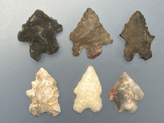 6 Fine Bifurcate Points, Longest is 1 3/16", Found in Hellertown, Northampton Co., PA,