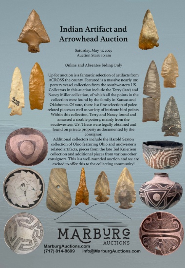 Indian Artifact Arrowhead Auction Marburg Auctions