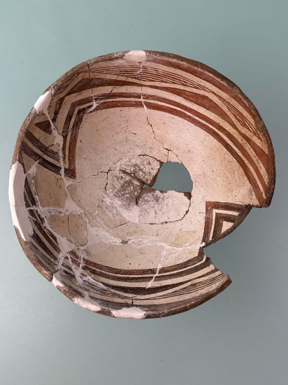 RARE 7 1/4" Red on White Mimbres Pottery Vessel, Found in Arizona, Nice Example, Broken/Reglued