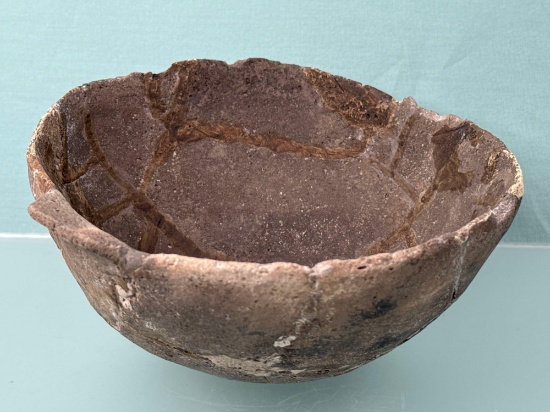 7 1/2" x 4" Mississippian Shell Tempered Vessel, Found in Oklahoma, Minor Restoration,