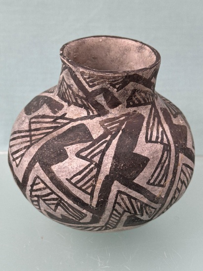 4" x 4" Black on White Anasazi Pottery Vessel, Restoration Noted, Ex: Terry Miller