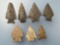 7 Various Arrowheads, Longest is 2 1/8
