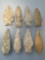 8 Fine Rhyolite Points, Longest is 2 15/16