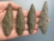 4 Archaic Stem Points, Longest is 3 1/4