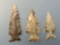 3 FINE Edwards Birdpoints, Longest is 1 1/16