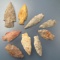 9 Well-Made Arrowheads, Longest is 3