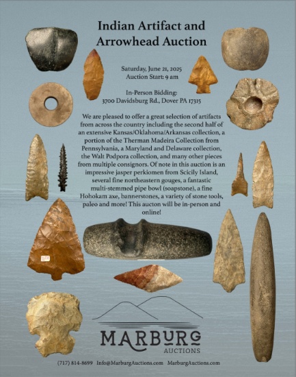 Arrowheads, Indian Artifacts- Marburg Auctions