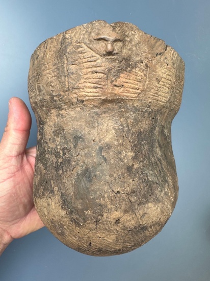 RARE 7" x 5" Susquehannock Face Pot, Found on Washington Boro Site, Lancaster Co., Pennsylvania, Res