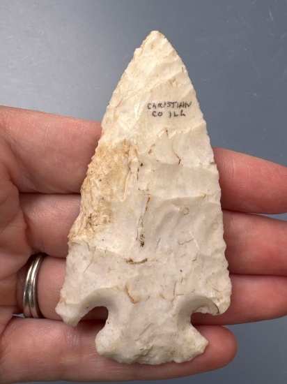 3 1/8" Dovetail Point, Found in Christian Co., Illinois, Ex: Richard Austin Collection, Jackson COA