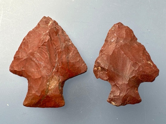 Pair of NICE Heat-Treated Red Jasper Perkiomens, Longest 1 5/8" Found in Berks Co., Pennsylvania,