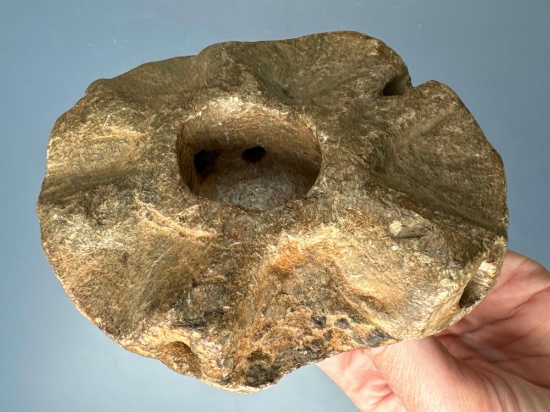 HIGHLIGHT 4 3/4" Diameter Steatite "Council Pipe" Multiple Reeds w/1 Bowl, Found in North Carolina