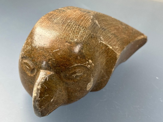9 1/2" Soapstone Eagle Effigy, EAGLE CARVING, Made by Duffy Wilson, Seneca Indian, Signed