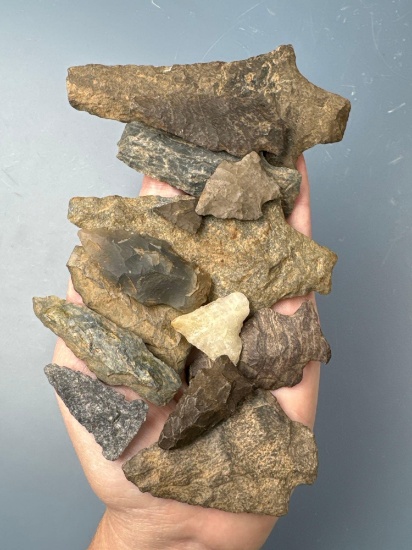 14 Arrowheads, Longest is 4 1/2", Found by J. Fissel in Orrtanna, Pennsylvania