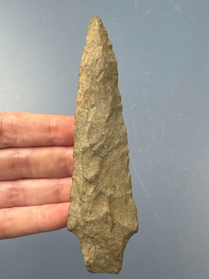 WOW 4 7/8" Archaic Stem Point, Found in Delaware, Nice Example, Ex: Vandergrift