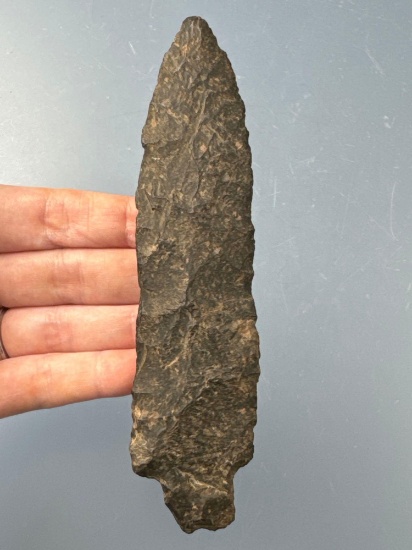 LARGE 5 5/8" Archaic Stem Point, Found in Delaware, Rhyolite/Felsite, Ex: Vandergrift