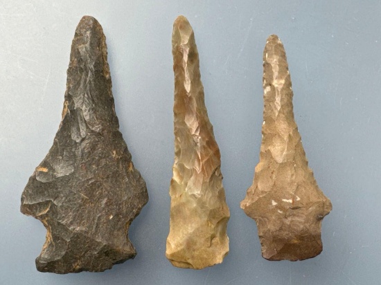 3 Impressive Stemmed Stills, Longest is 2 5/8", Found in Tennessee