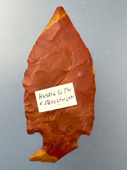 THIN 2 1/8" Corner Notch Point, Found in Hardin Co., Tennessee, Ex: Lawson Collection