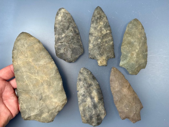 HIGHLIGHT Normanskill Chert Snook Kill Cache, x6, Found by Alan Atkins, Kennedy Rd, Windsor, CT 1976