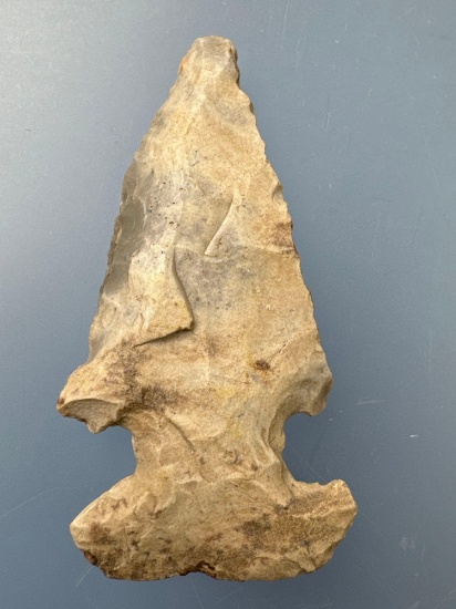 FINE 2 1/4" Bullseye Thebes Point, Found in Indiana, Ex: Stanley Brzoski