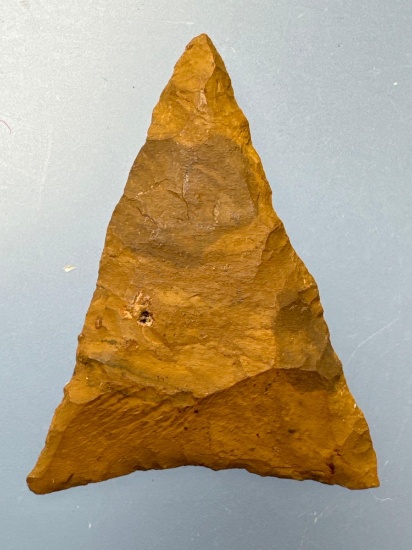 FINE 1 1/2" Jasper Triangle Point, Found in Pottstown, Pennsylvania, Ex: Roy Eagle, T. Madeira