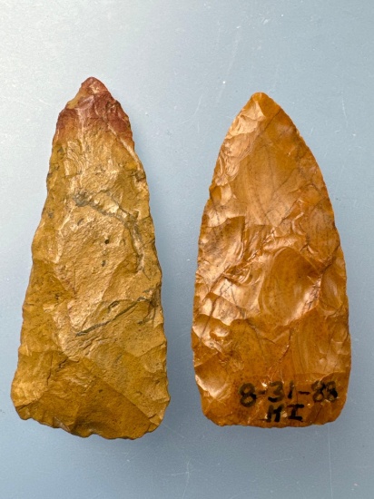 Pair of FINE Jasper Blades, Longest is 2 1/8", x1 Heat-Treated, Found in Berks Co., PA,