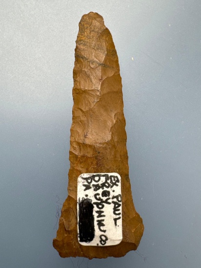 Nice 2 1/8" Jasper Drill, Expanded Base, Found in Dauphin Co., Pennsylvania, Ex: Paul Frey