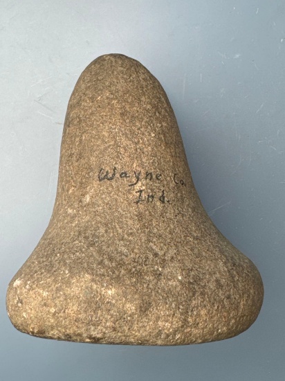4 1/4" Bell Pestle, SITS ON END, Dimpled, Found in Wayne Co., Indiana, Ex: Stanley Brzoski