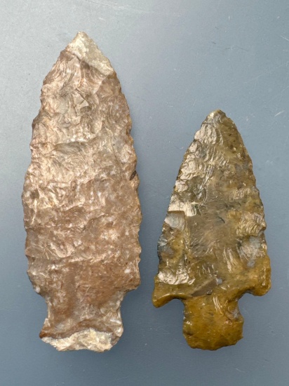 Pair of River-Polished Stem Points, Longest is 2 7/8", Found in Ponca City, Oklahoma