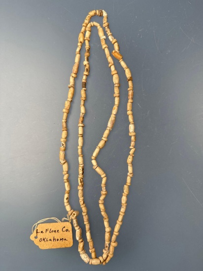 RARE 11" Copper Pin Awl and and 40" Strand of Beads, Found Great Temple Mound, Oklahoma