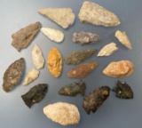 20 Various Arrowheads, Found in Sussex Co., Delaware, Longest is 2 5/8