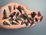 25 Various Obsidian and Agate Points, Longest is 1 7/16