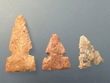 3 Fine Side Notch Birdpoints, Longest 1