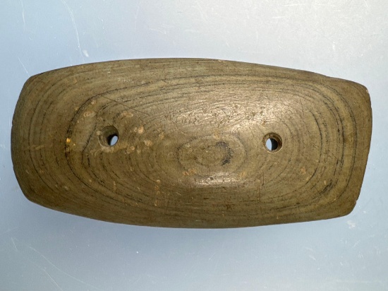 BEST of BEST 3 1/2" Banded Slate Adena Semi-Keeled Gorget, Found Wyoming Co., New York