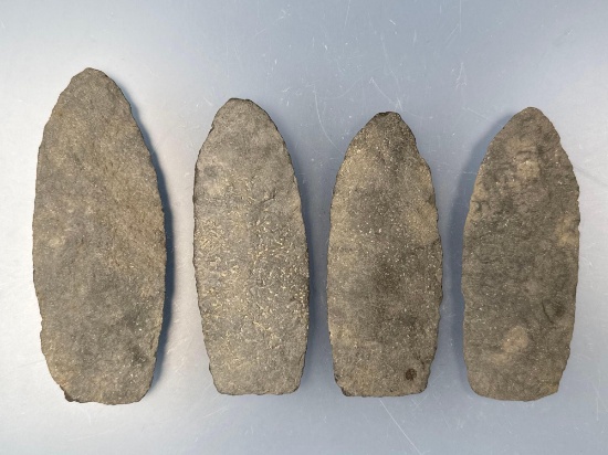 SUPERB Cache of 4 Argillite Petalas Blades, Longest 6 1/2", Maryland, Found in 1996 by