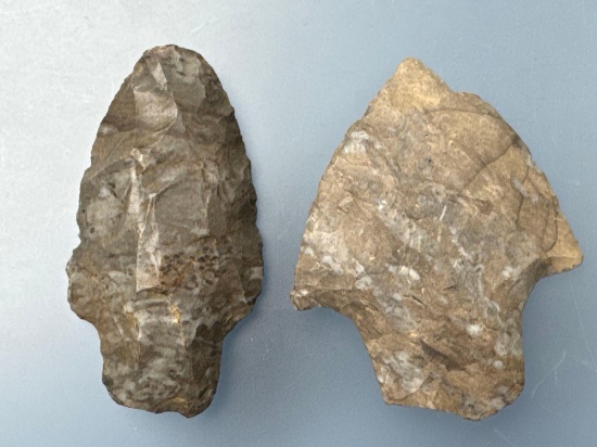 Pair of Wide-Based Points, Onondaga Chert, Found in New York, Longest is 2 1/4"