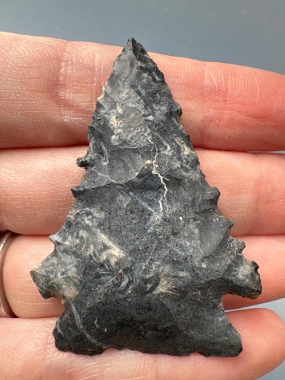 FINE 2" Coshocton Chert Corner Notch Kirk, Found in Ohio, NICE Serrations!
