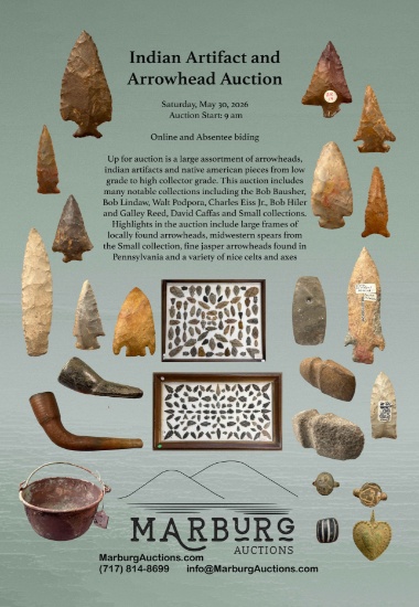 Indian Artifact Arrowhead Auction-Marburg Auctions