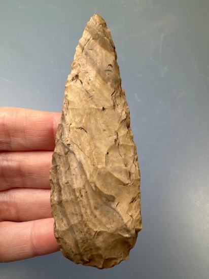3 13/16" Fine Banded Chert Blade, Found in Illinois, Ex: Small Collection of Connecticut.