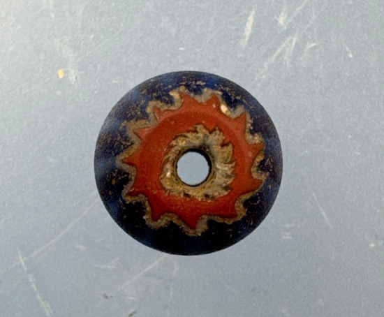 NICE 5-Layer Chevron Trade Bead, Iroquois, Found on Townley Reed Site, Near Seneca, Ontario County,